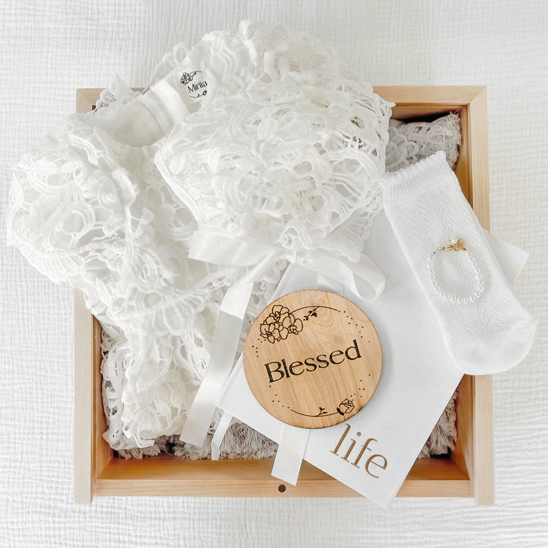 Eva Jane Christening Dress 8-Piece Set in Personalized Keepsake Box