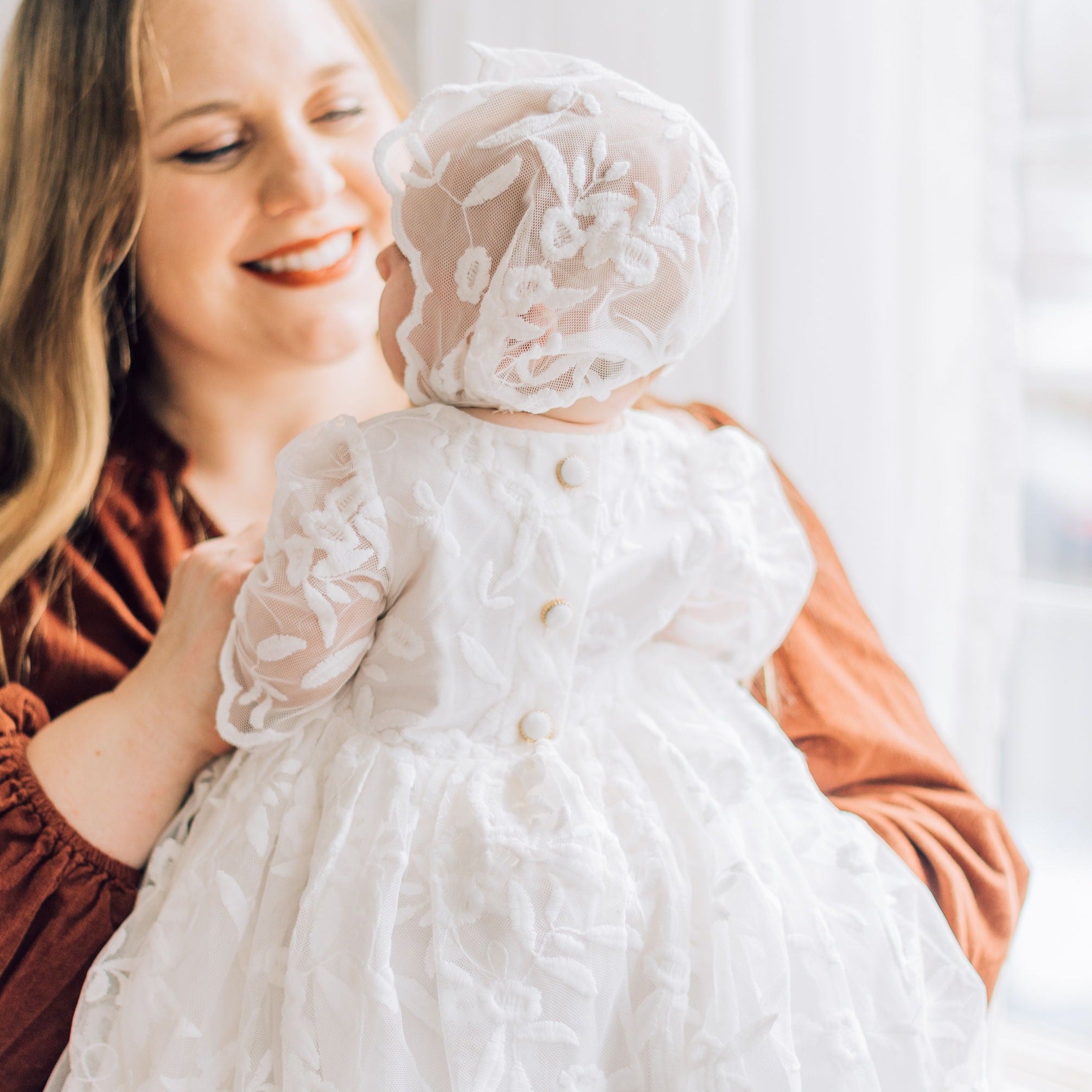 Charlotte Floral Lace Dress- Timeless Baby Blessing Gown