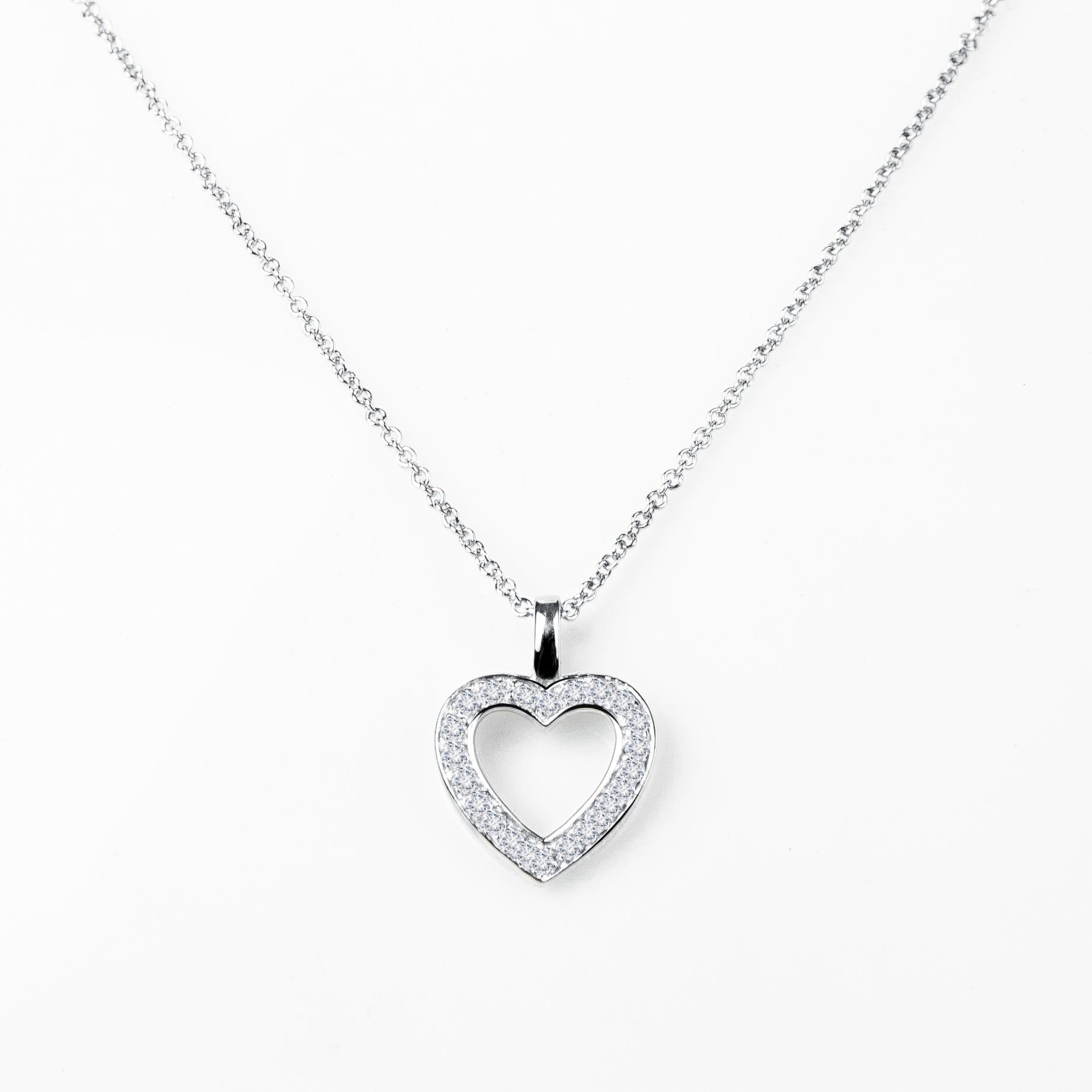 Sterling Silver Diamond Heart Necklace