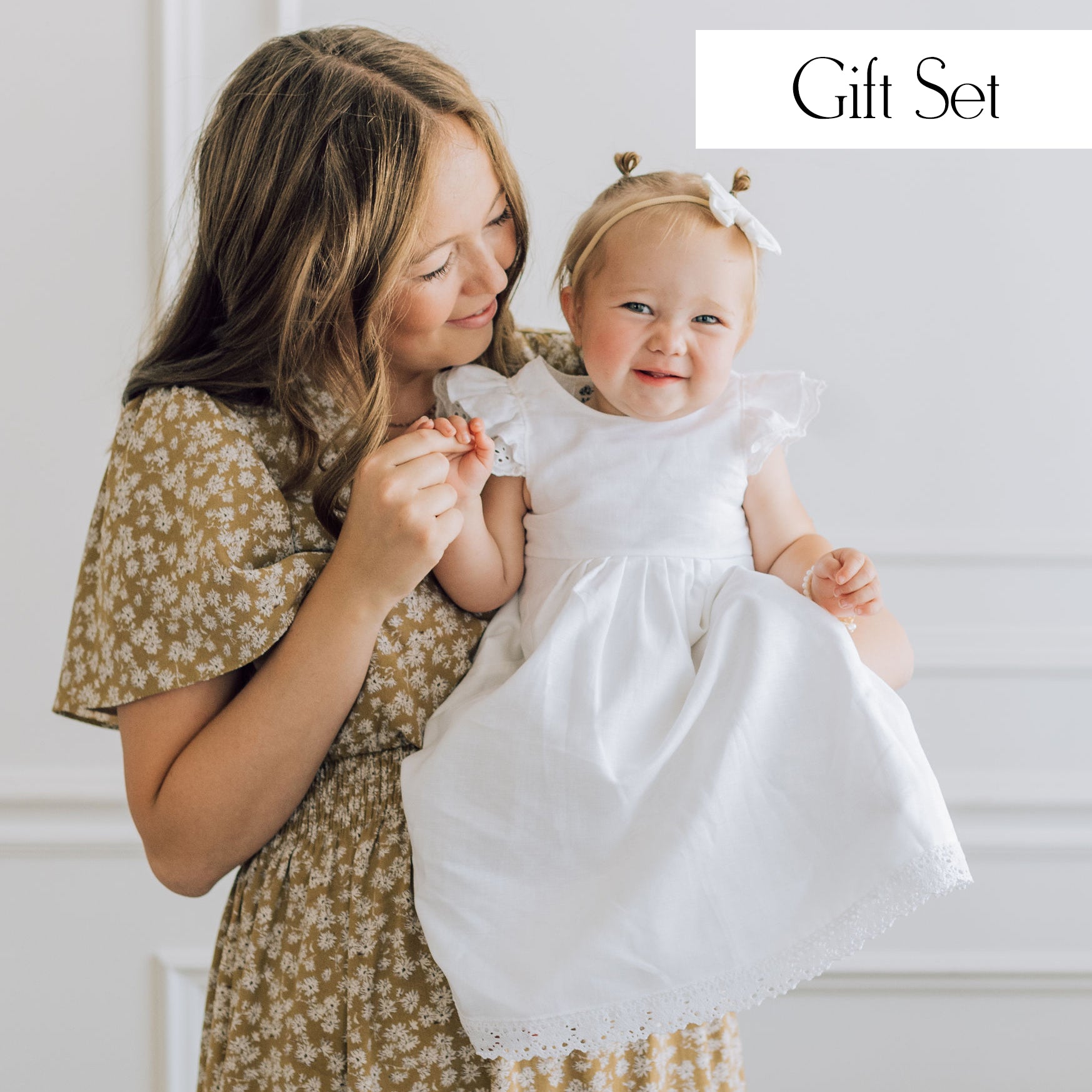 The Everly Gift Set | Baby girl white dress blessing/christening dress baptism dress