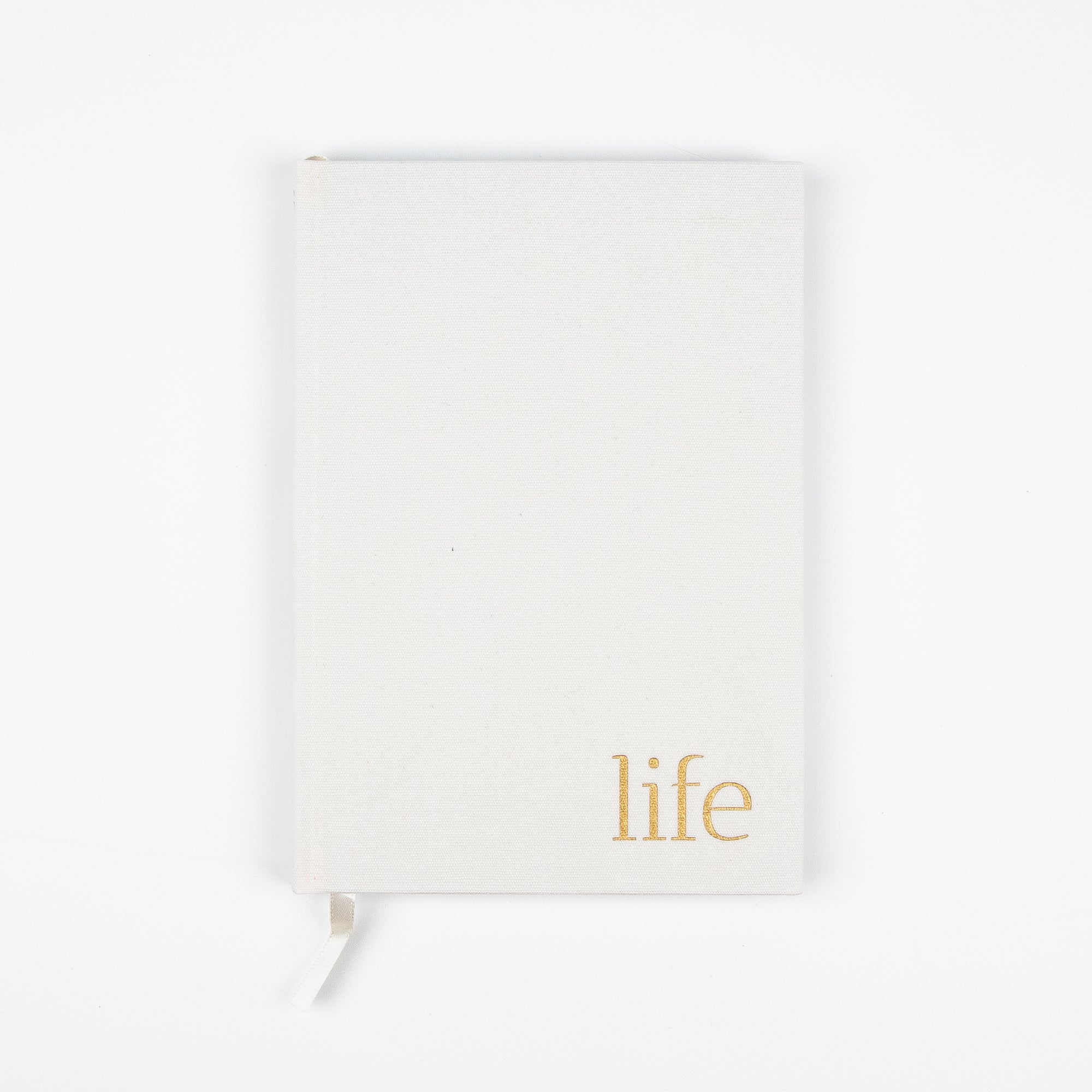 Life journal in white with promps.