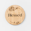 Engraved plaque disc for baby blessing.