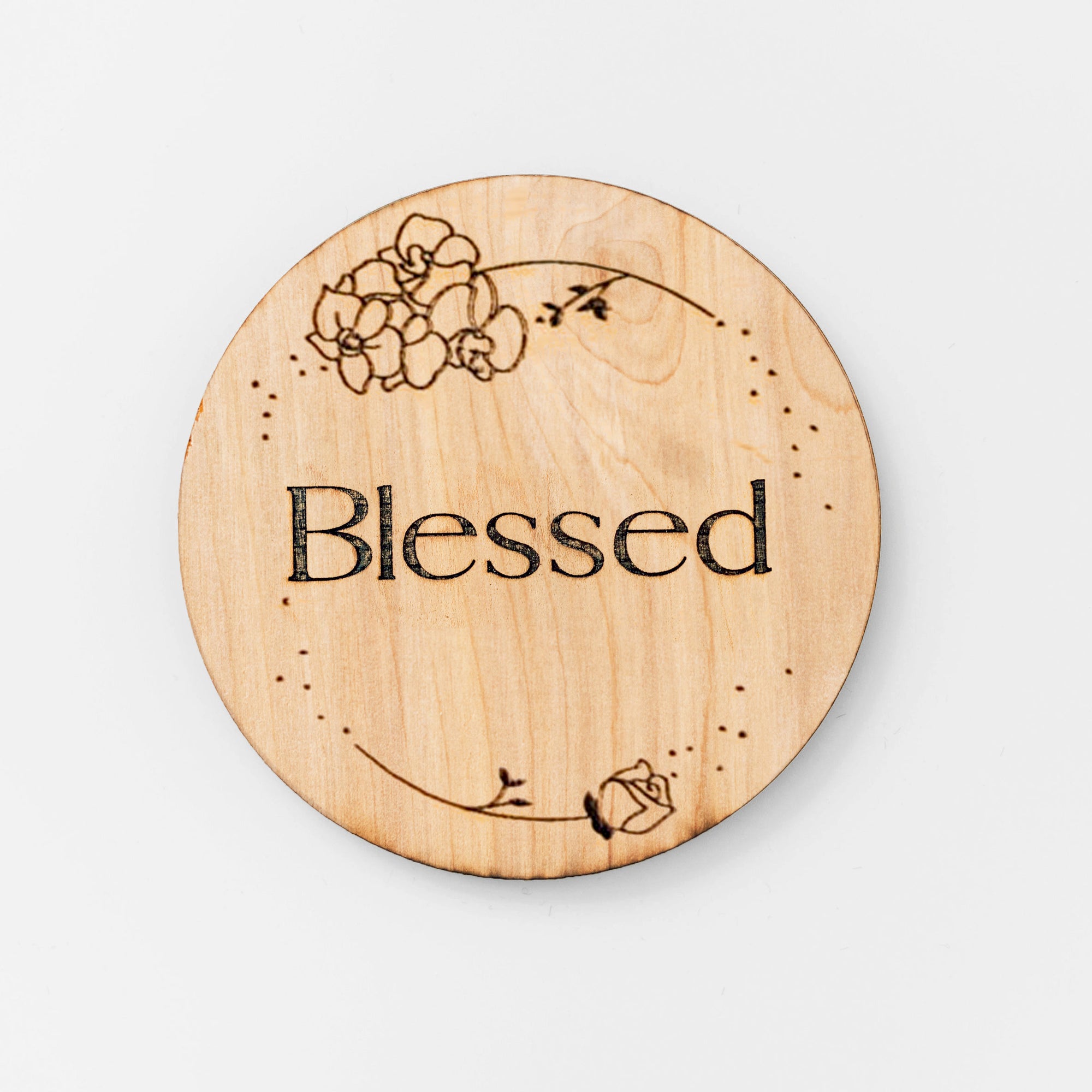 Engraved plaque disc for baby blessing.