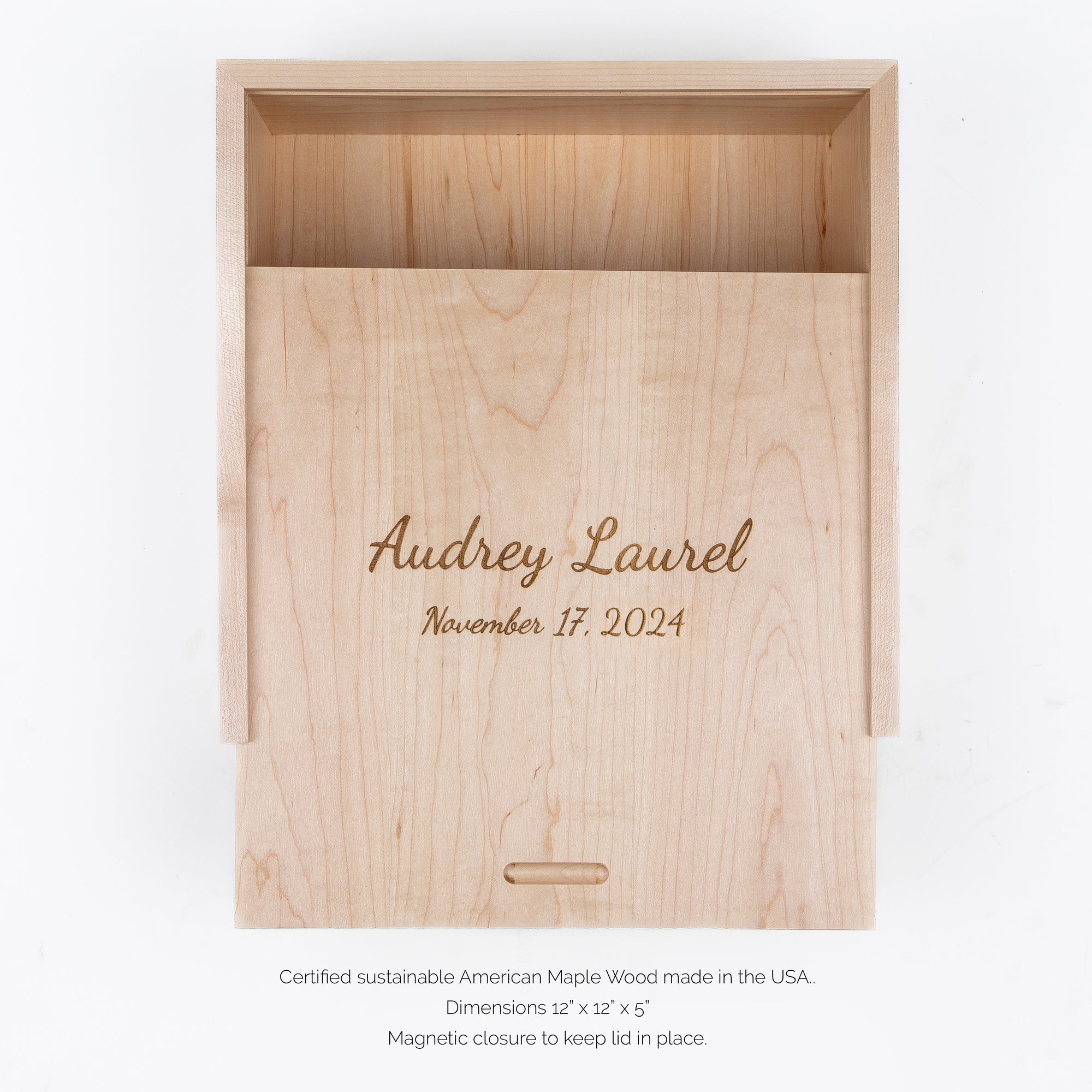 Custom name engraved in keepsake box.