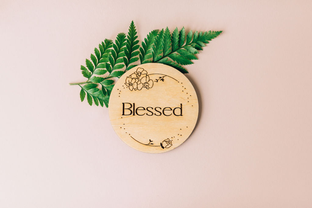 Blessed wood burned photo prop